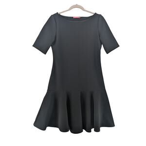 Isaac Mizrahi Little Black Dress 6‎ Flare ALine Simple Classic Boat Neck Pleated